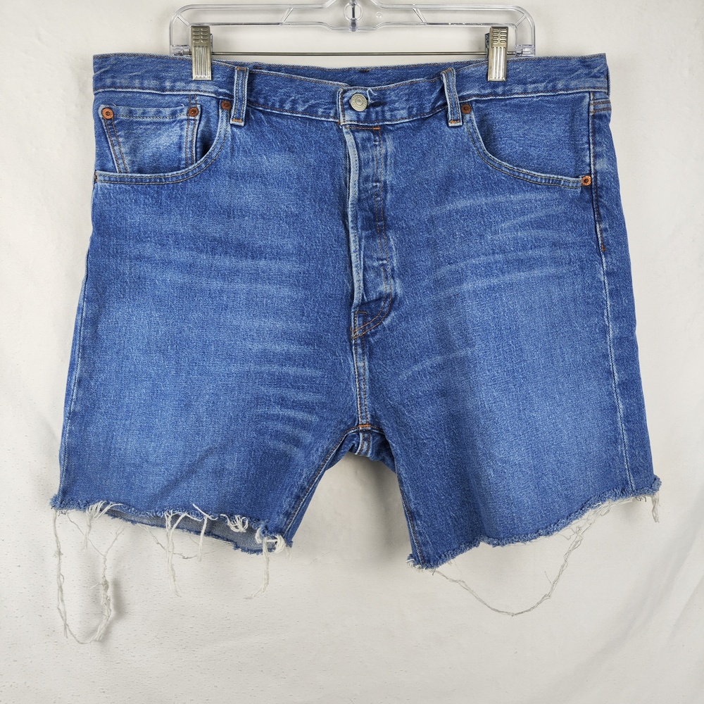Levis 501 '93 Shorts Mens 38 Blue Denim Cutoff Frayed Hem Button Fly Bermuda